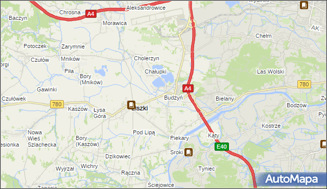 mapa Budzyń gmina Liszki, Budzyń gmina Liszki na mapie Targeo