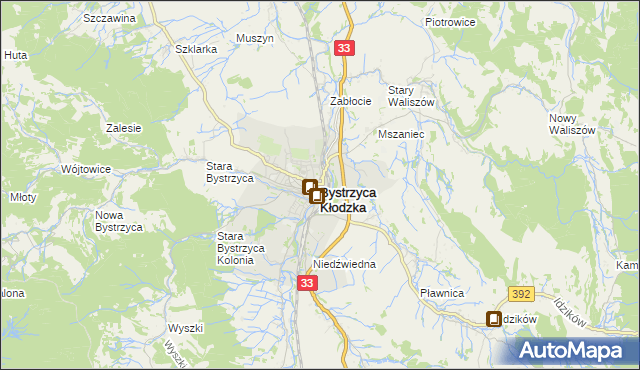 mapa Bystrzyca Kłodzka, Bystrzyca Kłodzka na mapie Targeo