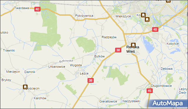 mapa Bytków gmina Reńska Wieś, Bytków gmina Reńska Wieś na mapie Targeo