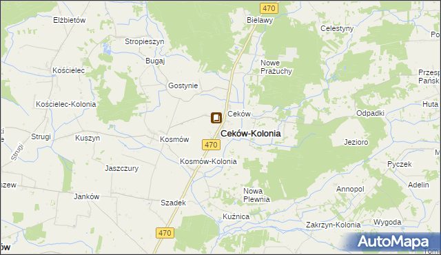 mapa Ceków-Kolonia, Ceków-Kolonia na mapie Targeo