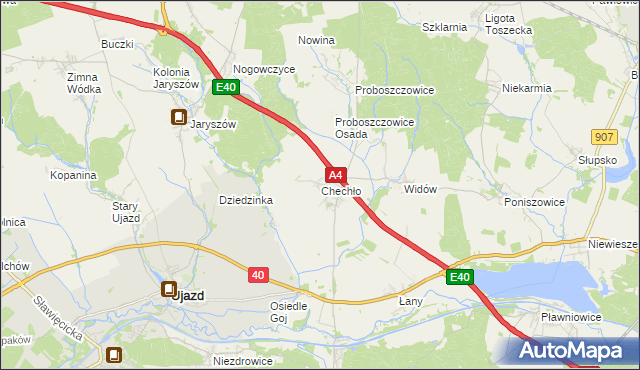 mapa Chechło gmina Rudziniec, Chechło gmina Rudziniec na mapie Targeo