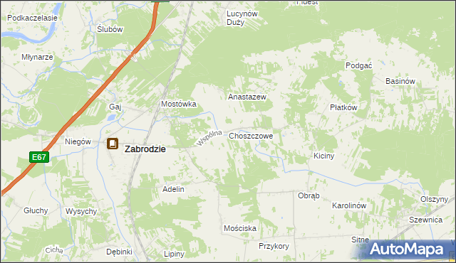 mapa Choszczowe gmina Zabrodzie, Choszczowe gmina Zabrodzie na mapie Targeo