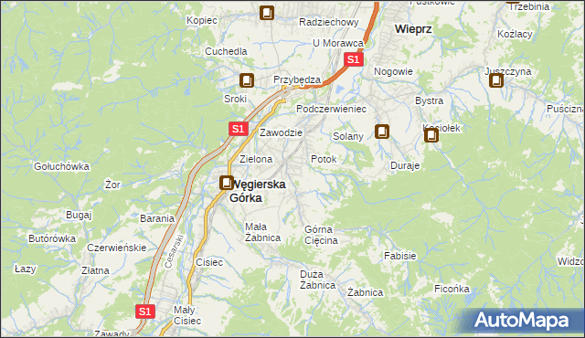 mapa Cięcina, Cięcina na mapie Targeo