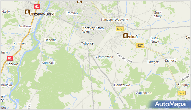 mapa Czarnowiec gmina Rzekuń, Czarnowiec gmina Rzekuń na mapie Targeo