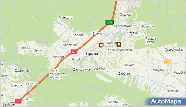 mapa Czerwona Górka gmina Łączna, Czerwona Górka gmina Łączna na mapie Targeo