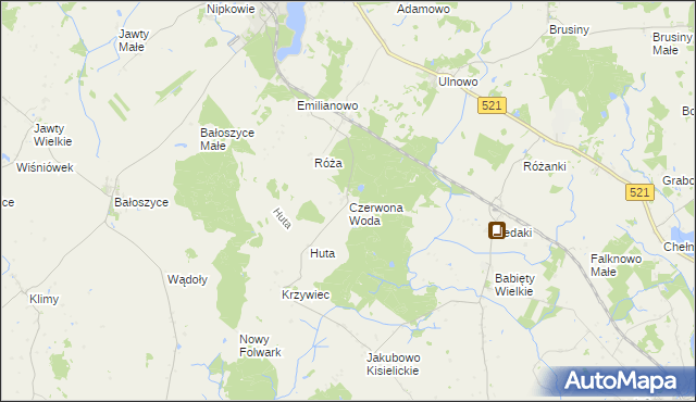 mapa Czerwona Woda gmina Susz, Czerwona Woda gmina Susz na mapie Targeo