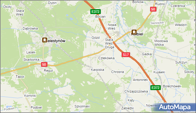 mapa Człekówka, Człekówka na mapie Targeo