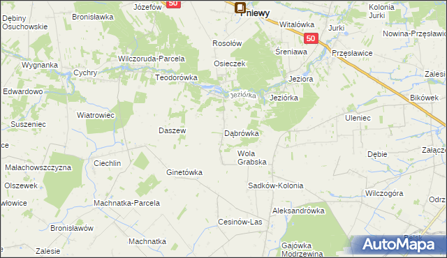 mapa Dąbrówka gmina Pniewy, Dąbrówka gmina Pniewy na mapie Targeo