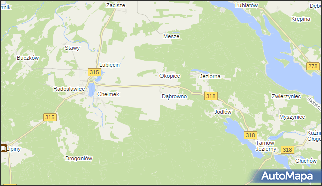 mapa Dąbrowno gmina Nowa Sól, Dąbrowno gmina Nowa Sól na mapie Targeo