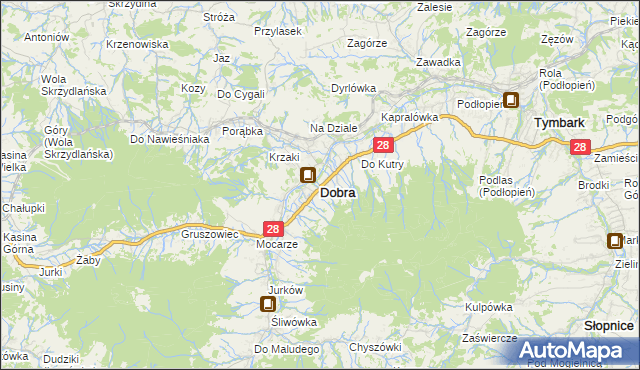 mapa Dobra powiat limanowski, Dobra powiat limanowski na mapie Targeo