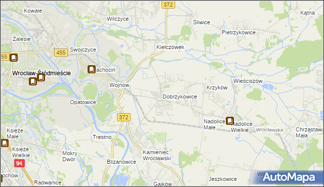 mapa Dobrzykowice, Dobrzykowice na mapie Targeo