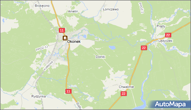 mapa Dolnik gmina Okonek, Dolnik gmina Okonek na mapie Targeo