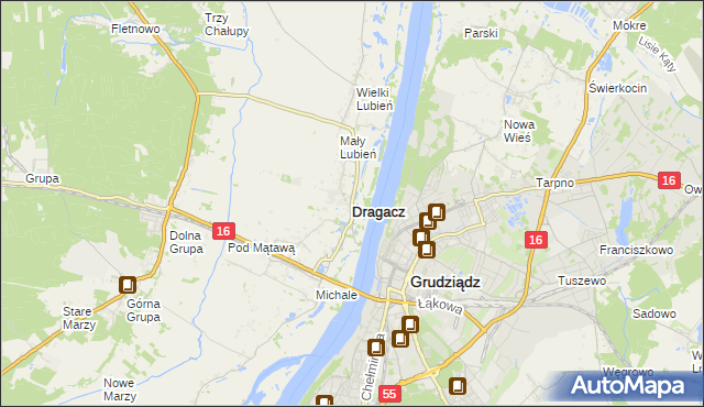 mapa Dragacz, Dragacz na mapie Targeo