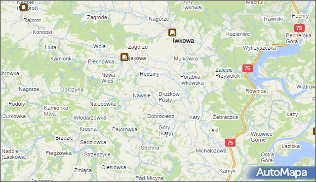 mapa Drużków Pusty, Drużków Pusty na mapie Targeo