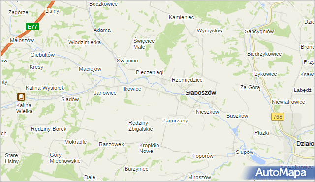 mapa Dziaduszyce, Dziaduszyce na mapie Targeo