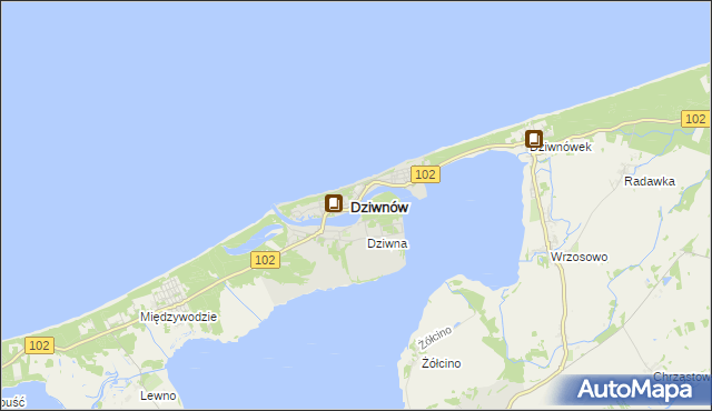mapa Dziwnów, Dziwnów na mapie Targeo