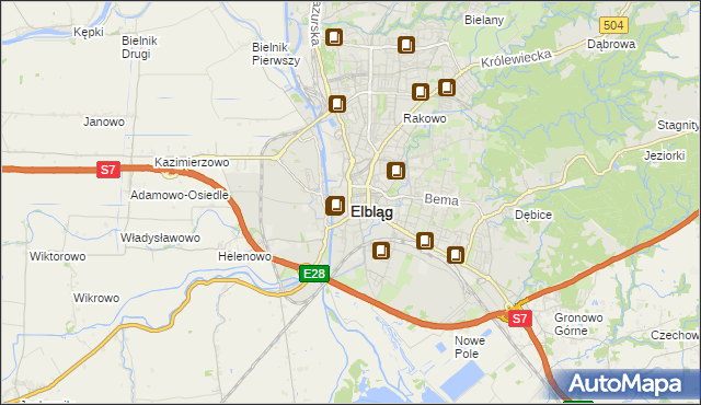mapa Elbląga, Elbląg na mapie Targeo