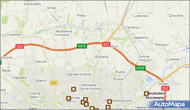 mapa Elizówka gmina Niemce, Elizówka gmina Niemce na mapie Targeo
