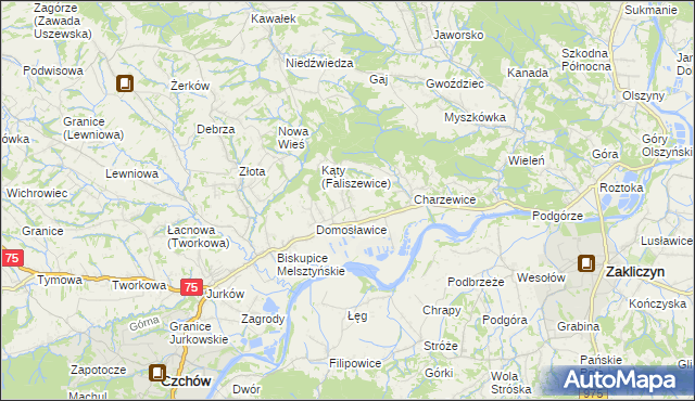 mapa Faliszewice, Faliszewice na mapie Targeo