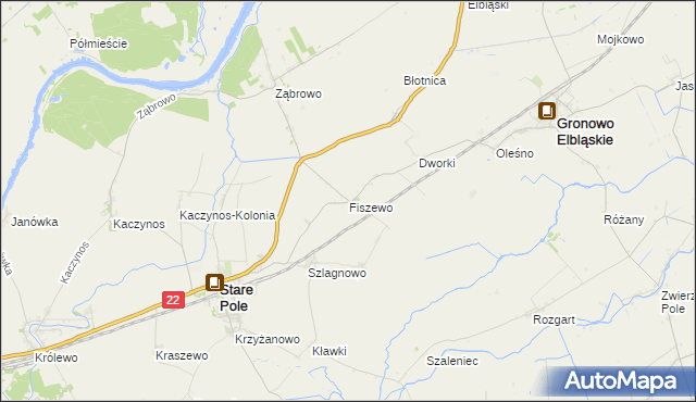 mapa Fiszewo gmina Gronowo Elbląskie, Fiszewo gmina Gronowo Elbląskie na mapie Targeo