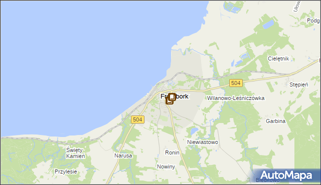 mapa Frombork, Frombork na mapie Targeo