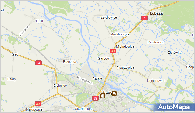 mapa Garbów gmina Lubsza, Garbów gmina Lubsza na mapie Targeo