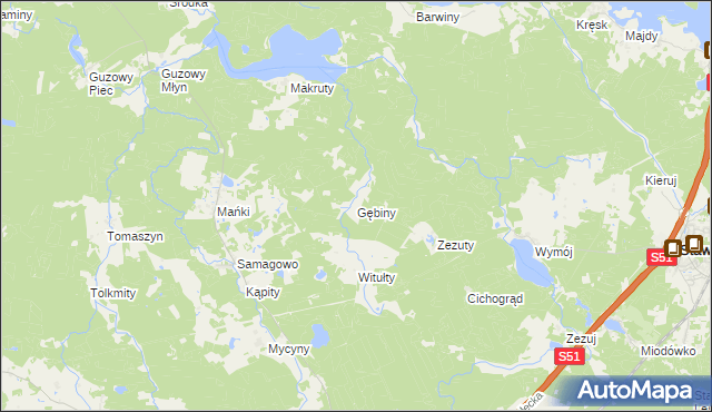 mapa Gębiny, Gębiny na mapie Targeo