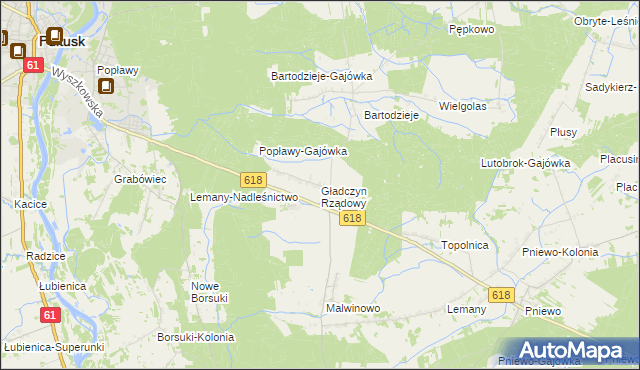 mapa Gładczyn Rządowy, Gładczyn Rządowy na mapie Targeo