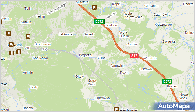 mapa Glina gmina Celestynów, Glina gmina Celestynów na mapie Targeo