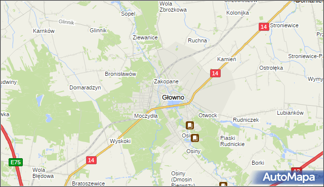 mapa Głowno, Głowno na mapie Targeo