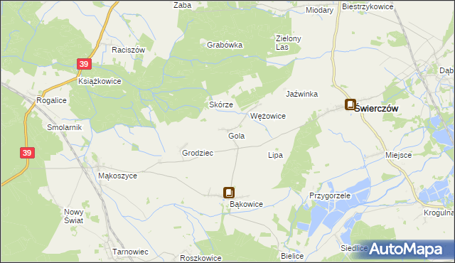 mapa Gola gmina Świerczów, Gola gmina Świerczów na mapie Targeo