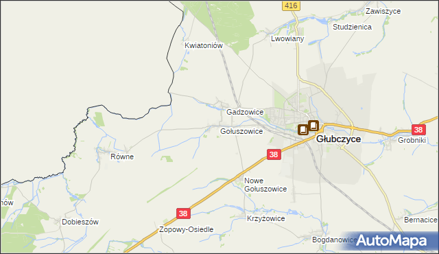 mapa Gołuszowice, Gołuszowice na mapie Targeo