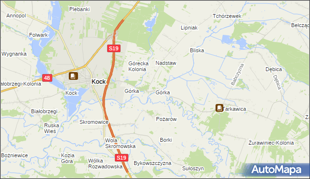 mapa Górka gmina Kock, Górka gmina Kock na mapie Targeo