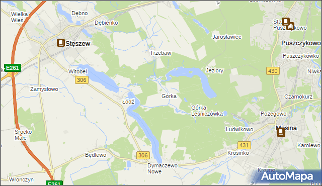 mapa Górka gmina Stęszew, Górka gmina Stęszew na mapie Targeo