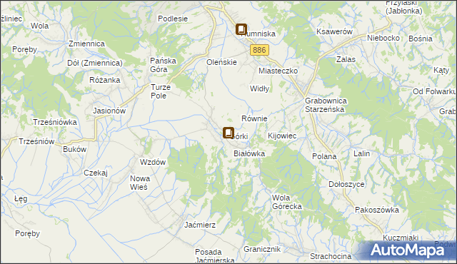 mapa Górki gmina Brzozów, Górki gmina Brzozów na mapie Targeo