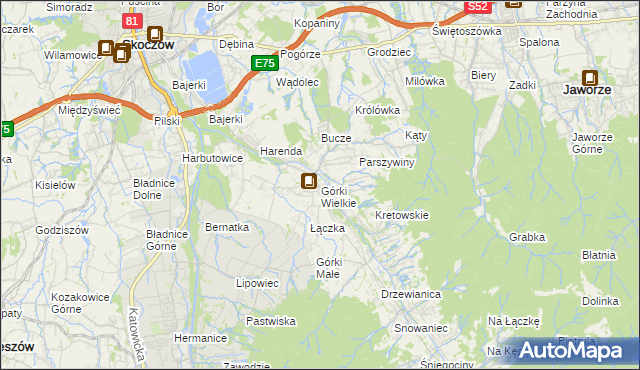 mapa Górki Wielkie, Górki Wielkie na mapie Targeo