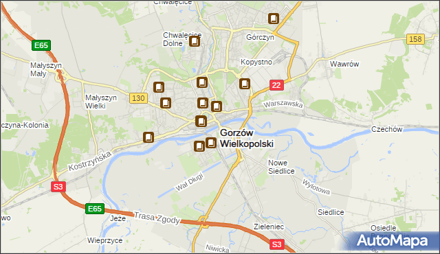 mapa Gorzów Wielkopolski, Gorzów Wielkopolski na mapie Targeo