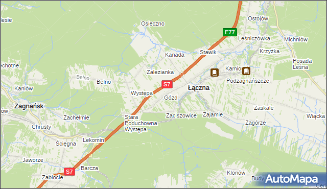 mapa Gózd gmina Łączna, Gózd gmina Łączna na mapie Targeo