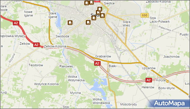 mapa Grabianów, Grabianów na mapie Targeo