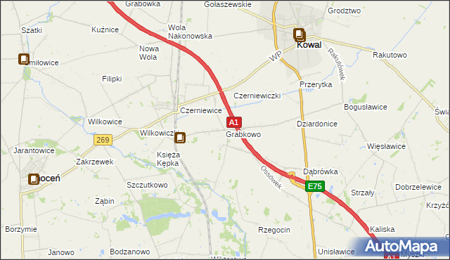 mapa Grabkowo, Grabkowo na mapie Targeo