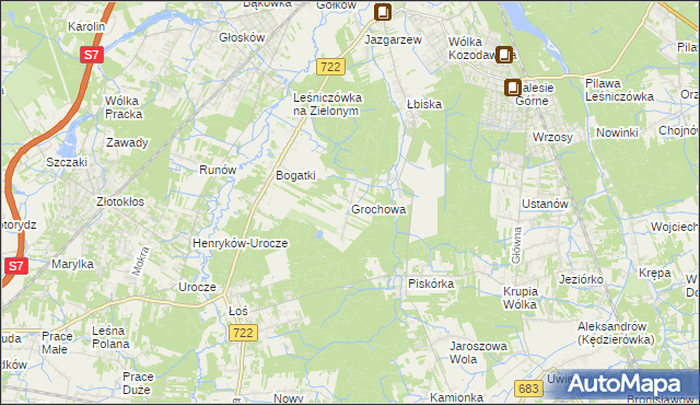 mapa Grochowa gmina Piaseczno, Grochowa gmina Piaseczno na mapie Targeo