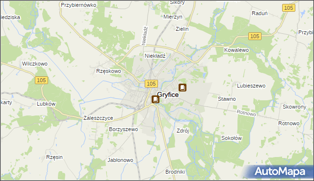 mapa Gryfice, Gryfice na mapie Targeo