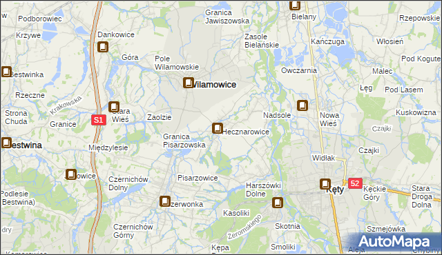 mapa Hecznarowice, Hecznarowice na mapie Targeo
