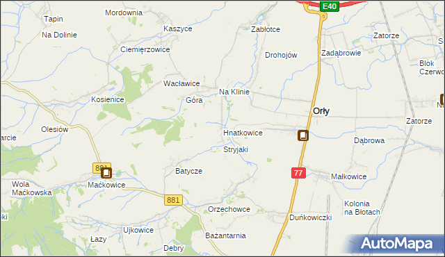 mapa Hnatkowice, Hnatkowice na mapie Targeo