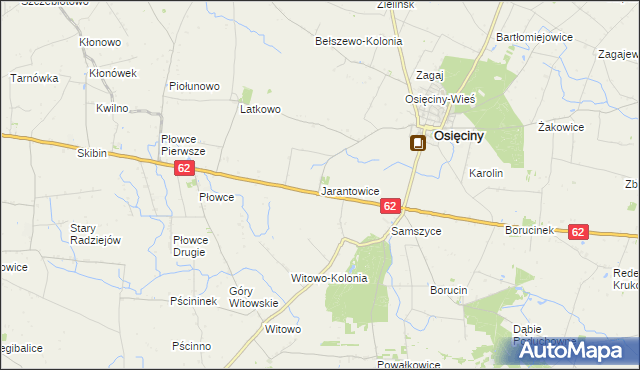 mapa Jarantowice gmina Osięciny, Jarantowice gmina Osięciny na mapie Targeo