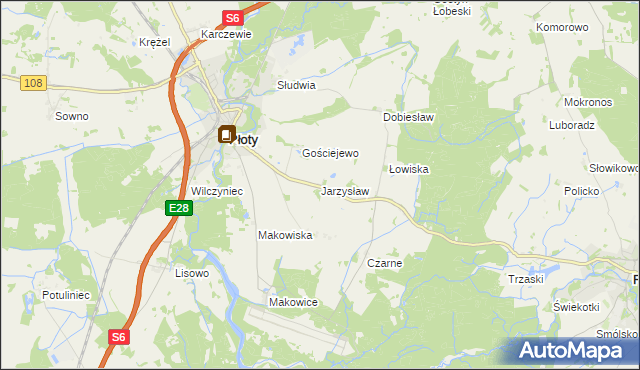 mapa Jarzysław gmina Płoty, Jarzysław gmina Płoty na mapie Targeo