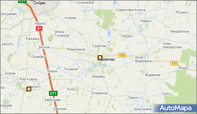 mapa Jasieniec powiat grójecki, Jasieniec powiat grójecki na mapie Targeo