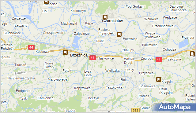 mapa Jaśkowice gmina Skawina, Jaśkowice gmina Skawina na mapie Targeo