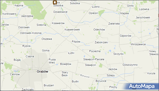 mapa Jaworów gmina Grabów, Jaworów gmina Grabów na mapie Targeo
