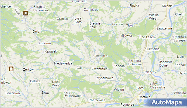 mapa Jaworsko, Jaworsko na mapie Targeo